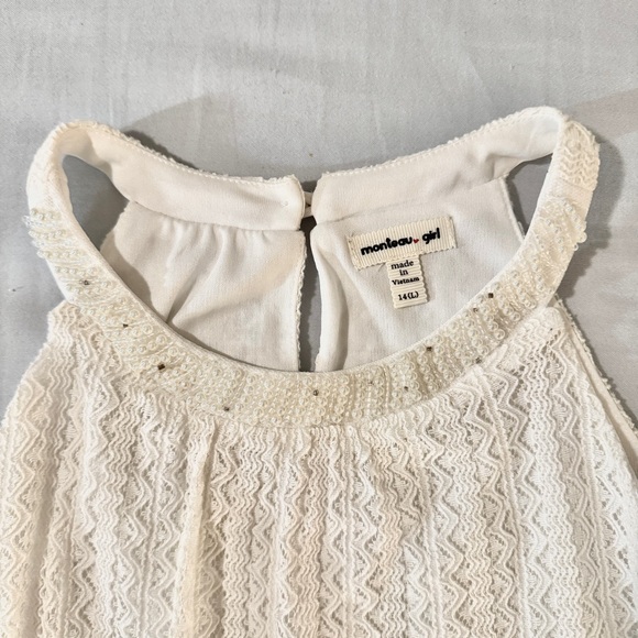 Beautiful Pearl Collar White Lace Monteau Girl Tank - Picture 2 of 3